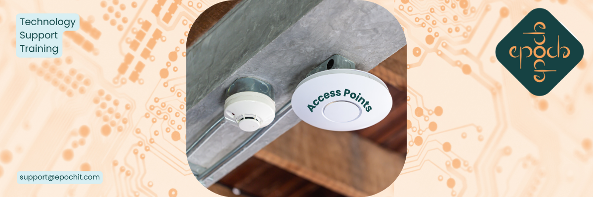 Wi-Fi access point mounted in modern office providing wireless connectivity for business devices