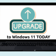 Laptop displaying “Update to Windows 11 today” message on screen