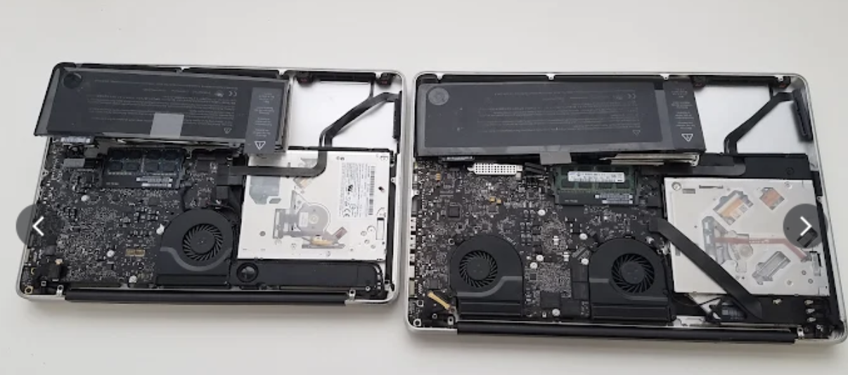 Inside view of laptop during repair and diagnostics